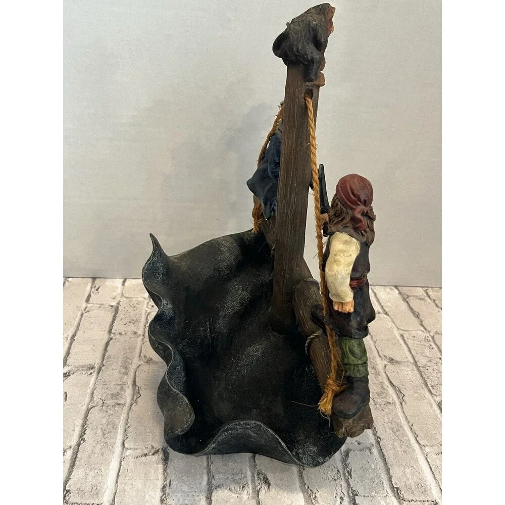 Rare 2007 Fighting Pirates Wine Bottle Holder Resin Statue Bar Decor Nautical